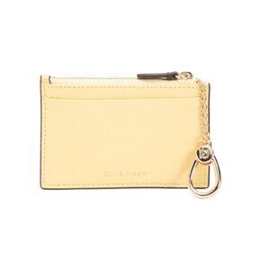 COLE HAAN Pale Banana Leather Card Case With Zip